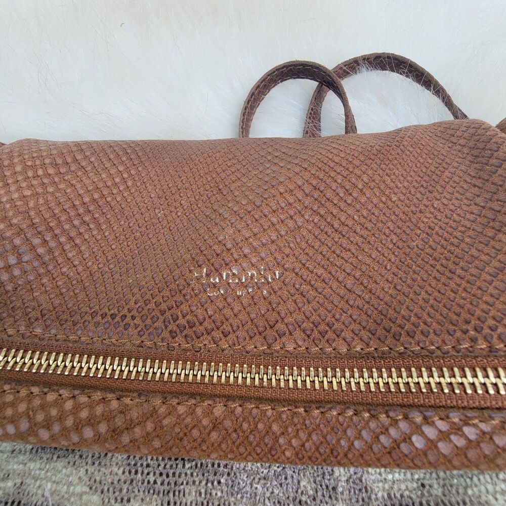 Hammitt Fold-Over VIP Leather Medium Crossbody Bag Purse Snake Skin Brown - Picture 3 of 8